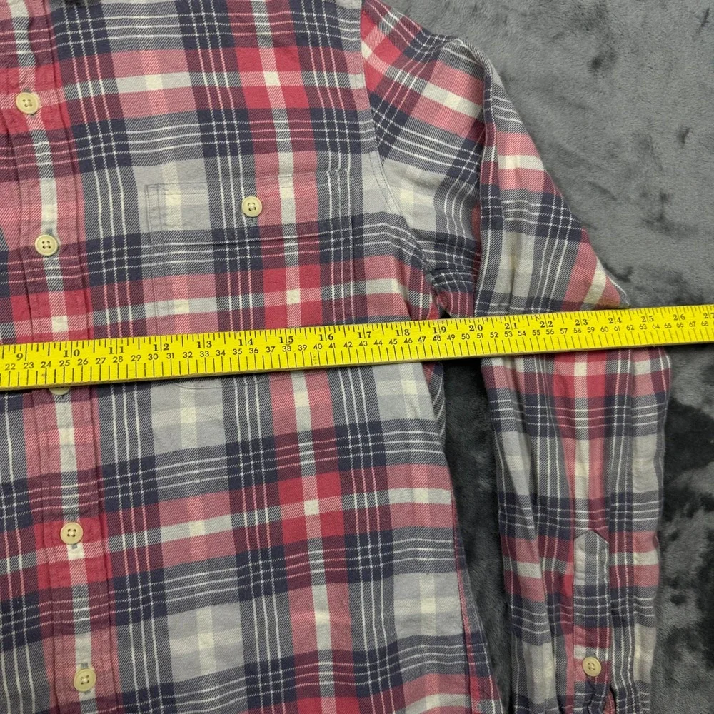 J. Crew Plaid Button Down Mens Small Red Blue Long Sleeve Flannel Shirt